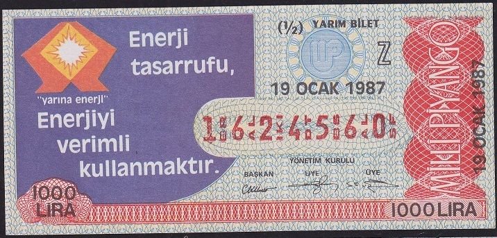 1987 19 Ocak Yarım Bilet - Z Serisi