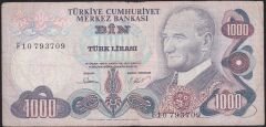 6.Emisyon 3.Tertip 1000 Lira F10 793709 Çok Temiz