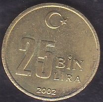 2002 YILI 25 BİN LİRA ÇİLALTI