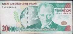 7.Emisyon 20 000 000 Lira B38 036144 Çok Temiz+