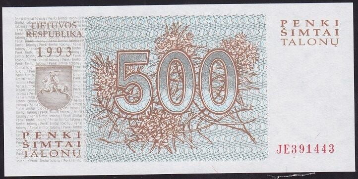 Litvanya 500 Talonu 1993 Çil JE391443