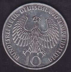 Almanya 10 Mark 1972 G - XX Yaz Olimpiyat Oyunları, Münih 1972 Alev - Gümüş ( 15,5 Gram )