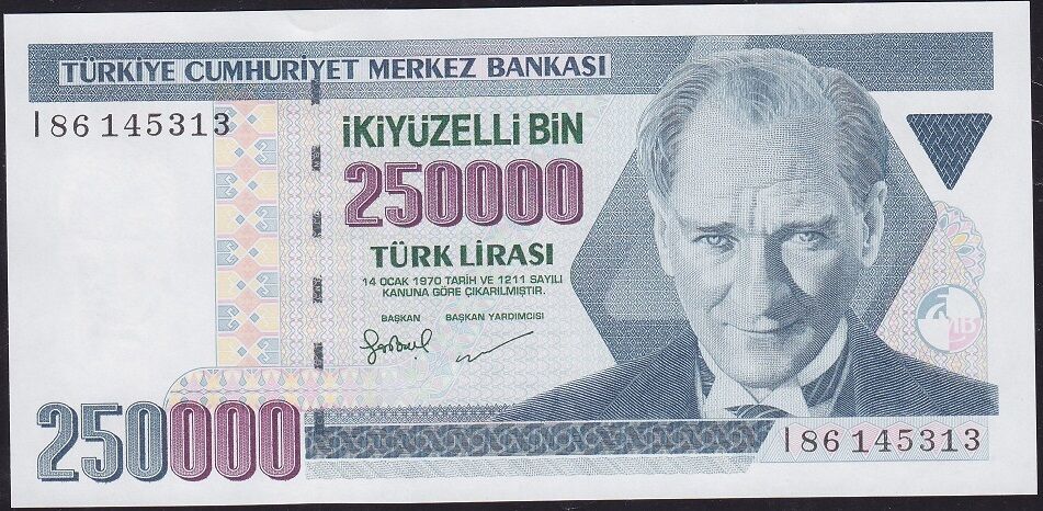 7.Emisyon 3.Tertip 250000 Lira I86 145313 Çil