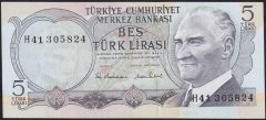 6.Emisyon 2.Tertip 5 Lira H41 305824 Çilaltı Çil