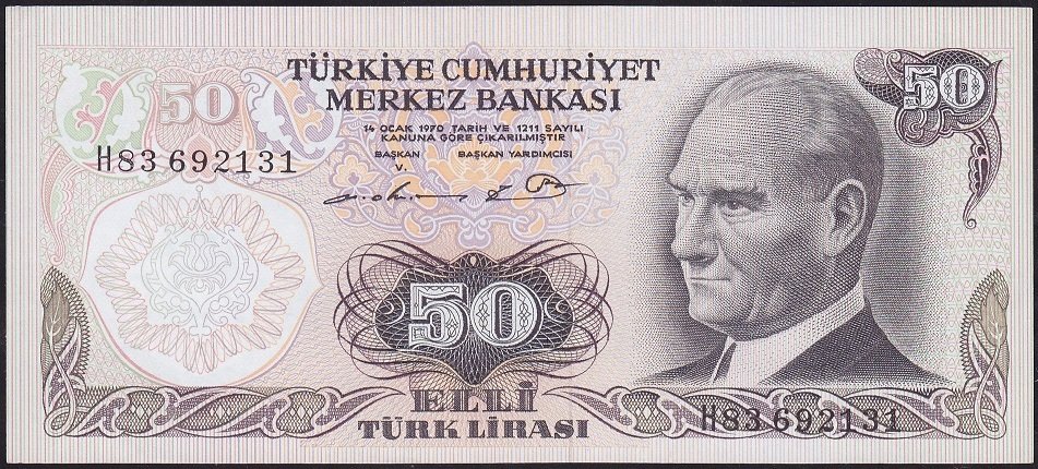 6.Emisyon 1.Tertip 50 Lira H83 692131 Çil