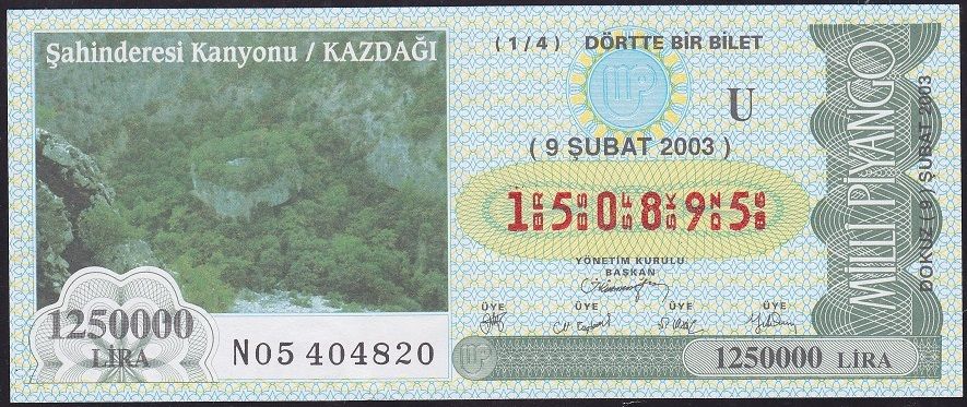 2003 9 Şubat Çeyrek Bilet - U Serisi