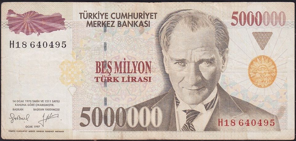 7.Emisyon 5 000 000 Lira H18 640495 Temiz