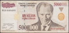 7.Emisyon 5 000 000 Lira H18 640495 Temiz