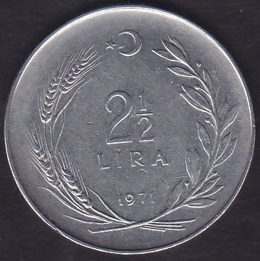 1971 Yılı 2.5 Lira Ters