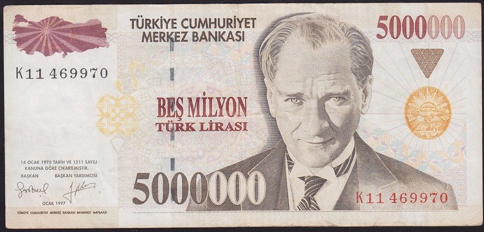 7.Emisyon 5 000 000 Lira K11 469970 Çok Temiz+