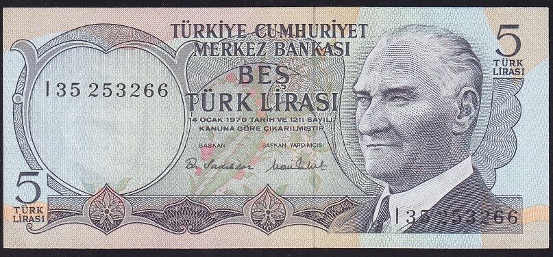 6.Emisyon 2.Tertip 5 Lira I35 253266 Ççt Çilaltı