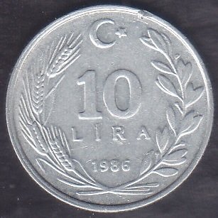 1986 Yılı 10 Lira