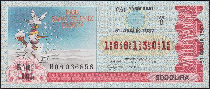 1987 31 Aralık Yarım Bilet - Y Serisi