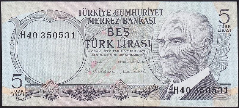 6.Emisyon 2.Tertip 5 Lira H40 350531 Çilaltı