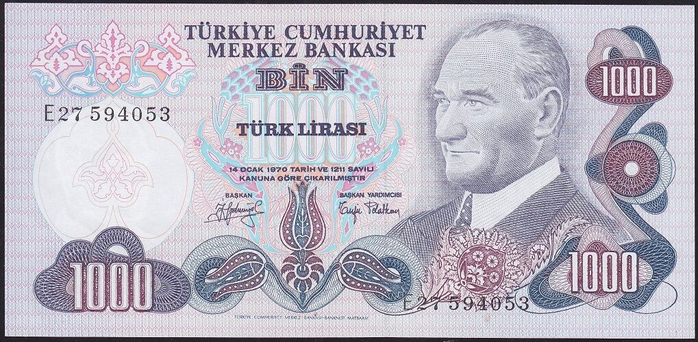 6.Emisyon 2.Tertip 1000 Lira E27 594053 Çilaltı Çil