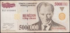 7.Emisyon 5 000 000 Lira H17 654664 Çok Temiz
