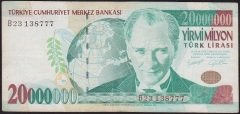 7.Emisyon 20 000 000 Lira B23 138777 Çok Temiz