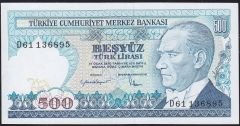 7.Emisyon 2.Tertip 500 Lira D61 136895 Çil