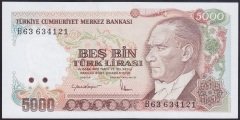 7.EMİSYON 2.TERTİP 5000 LİRA B63 634121 ÇİL