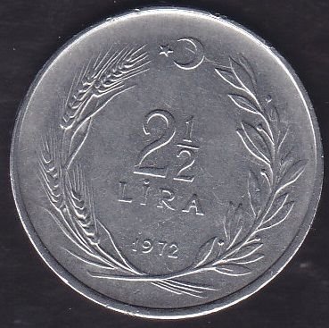 1972 Yılı 2.5 Lira Düz