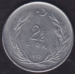 1972 Yılı 2.5 Lira Düz