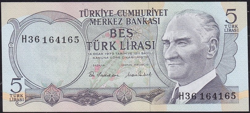 6.Emisyon 2.Tertip 5 Lira H36 164165 Çilaltı Çil