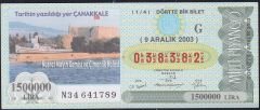 2003 9 Aralık Çeyrek Bilet - G Serisi