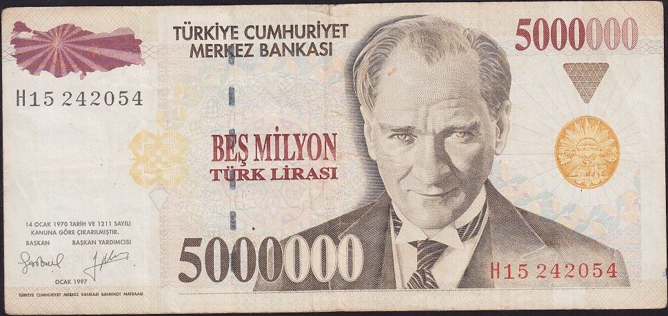7.Emisyon 5 000 000 Lira H15 242054 Çok Temiz