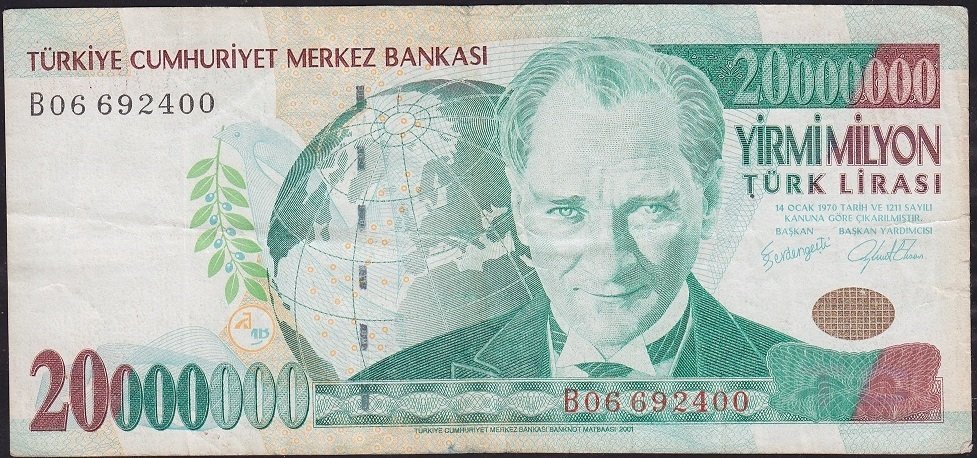 7.Emisyon 20 000 000 Lira B06 692400 Çok Temiz