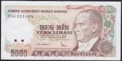7.EMİSYON 2.TERTİP 5000 LİRA B56 351608 ÇÇT