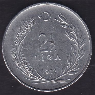 1972 Yılı 2.5 Lira Ters