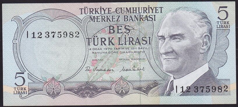 6.Emisyon 2.Tertip 5 Lira I12 375982 Çilaltı