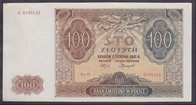 POLONYA 100 ZLOTY 1941 ÇİLALTI ÇİL P103