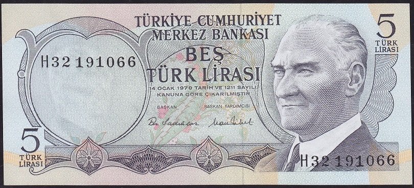6.Emisyon 2.Tertip 5 Lira H32 191066 Çilaltı Çil
