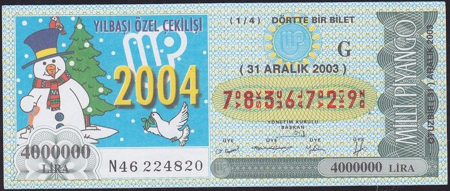 2003 31 Aralık Çeyrek Bilet - G Serisi