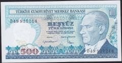 7.Emisyon 2.Tertip 500 Lira D49 927214 Çilaltı Çil