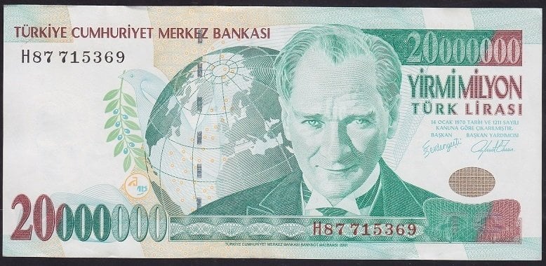 7.EMİSYON 20 000 000 LİRA H87 715369 ÇÇT +
