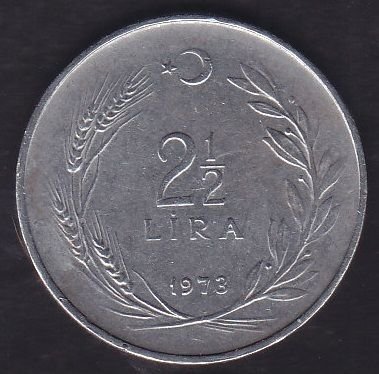 1973 Yılı 2.5 Lira Ters