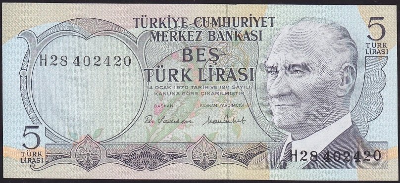 6.Emisyon 2.Tertip 5 Lira H28 402420 Ççt Çilaltı