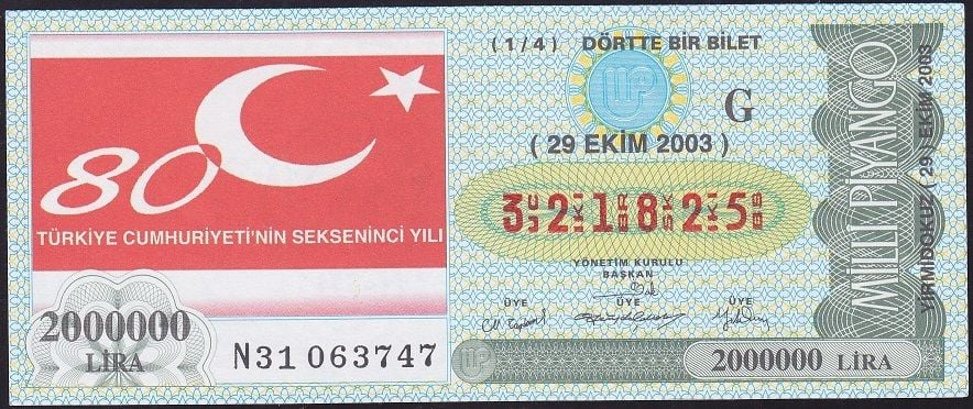 2003 29 Ekim Çeyrek Bilet - G Serisi