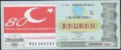 2003 29 Ekim Çeyrek Bilet - G Serisi