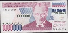 7.Emisyon 3.Tertip 1 000 000 Lira T65 898629 Çok Temiz