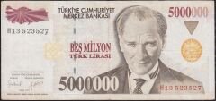 7.Emisyon 5 000 000 Lira H13 523527 Çok Temiz+