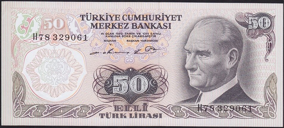 6.Emisyon 1.Tertip 50 Lira H78 329061 Çilaltı Çil