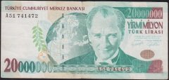 7.Emisyon 20 000 000 Lira A51 741472 Çok Temiz