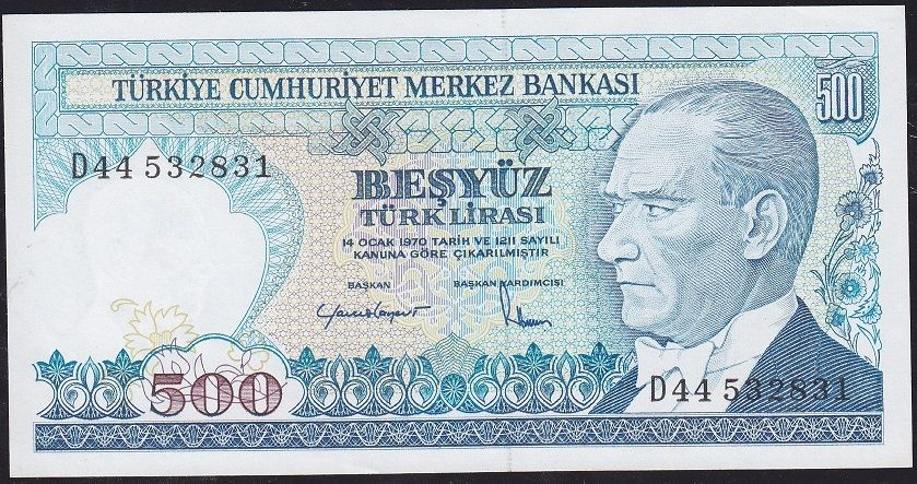 7.Emisyon 2.Tertip 500 Lira D44 532831 Çil