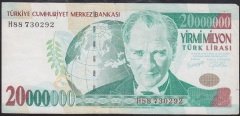 7.EMİSYON 20 000 000 LİRA H88 730292 ÇOK TEMİZ