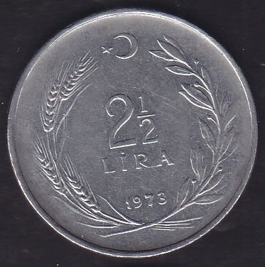 1973 Yılı 2.5 Lira Düz