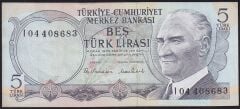 6.Emisyon 2.Tertip 5 Lira I04 408683 Ççt Çilaltı
