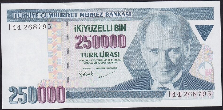 7.Emisyon 3.Tertip 250.000 Lira I44 268795 Çilaltı Çil